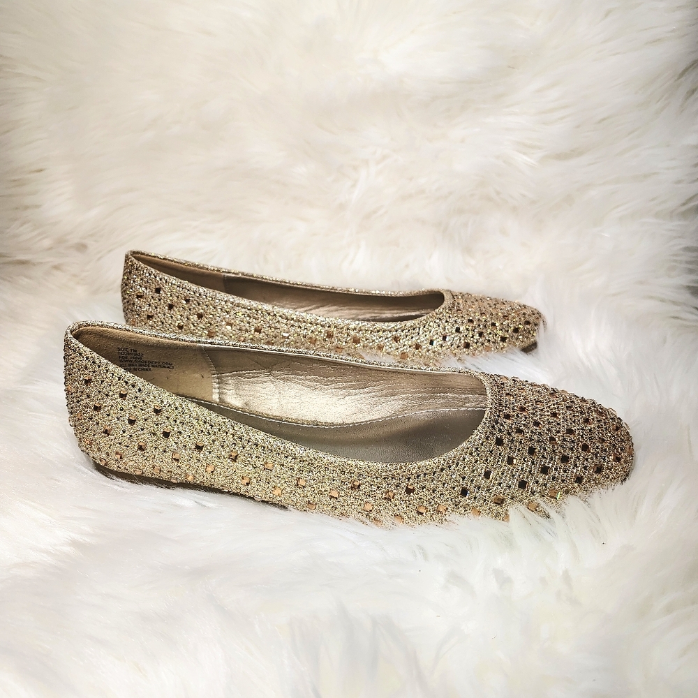 Hot Cakes Gold Jeweled Rhinestone Flats - Picture 4 of 10